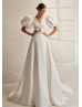 Two Piece Ivory Satin Keyhole Back Fashion Wedding Dress